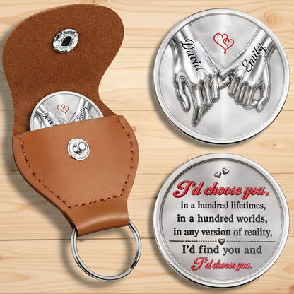 I'd Choose You Pinky Swear Holding Hands Couple Hearts - Personalized Custom Pocket Hug - CPL1701_HTOK