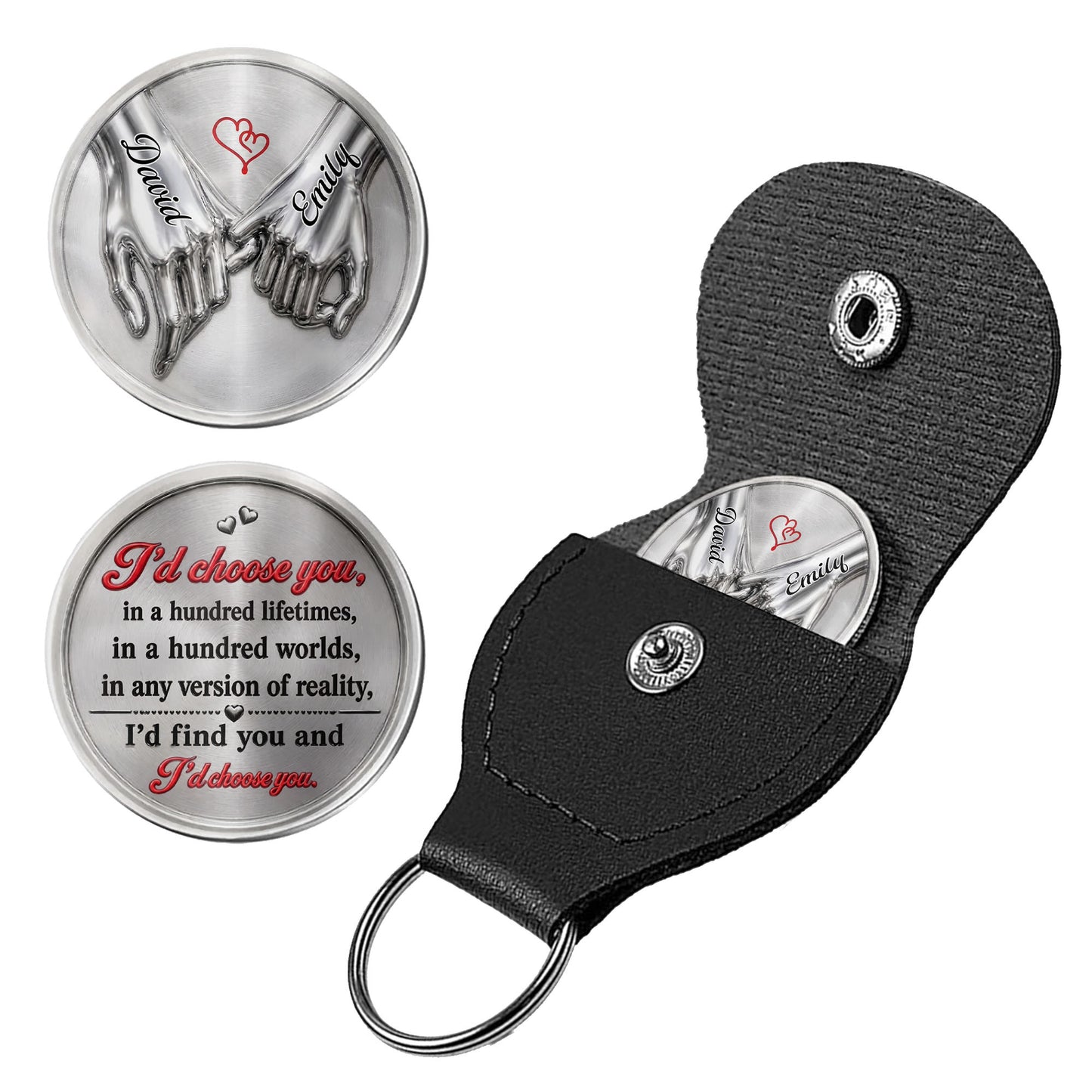 I'd Choose You Pinky Swear Holding Hands Couple Hearts - Personalized Custom Pocket Hug - CPL1701_HTOK