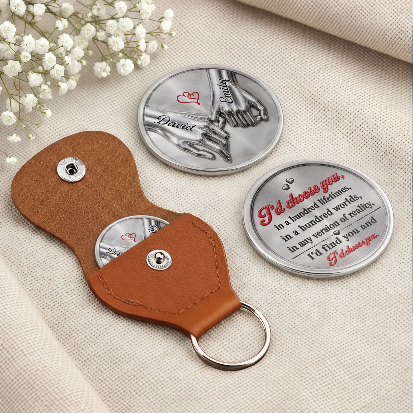 I'd Choose You Pinky Swear Holding Hands Couple Hearts - Personalized Custom Pocket Hug - CPL1701_HTOK