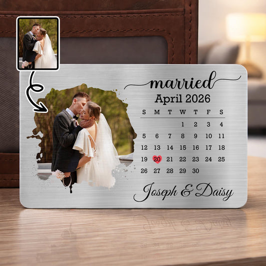 Married Custom Calendar Photo And Heart Wallet Insert - Personalized Aluminum Wallet Card - CPL1725_ALCA