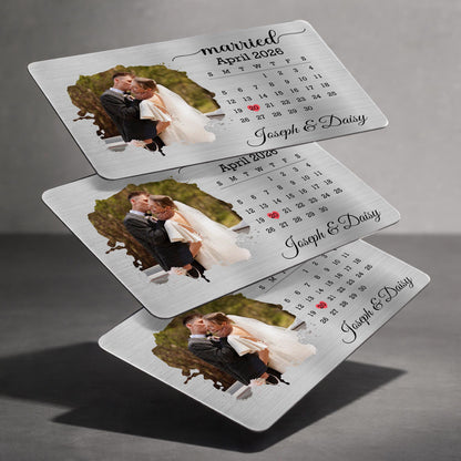 Married Custom Calendar Photo And Heart Wallet Insert - Personalized Aluminum Wallet Card - CPL1725_ALCA