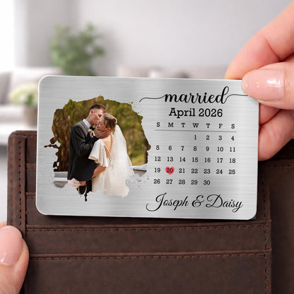 Married Custom Calendar Photo And Heart Wallet Insert - Personalized Aluminum Wallet Card - CPL1725_ALCA