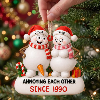 Annoying Each Other Since Funny Snowman Couple Ornament - Personalized Custom Wood Ornament, Custom Shaped - CPL1737_WDO