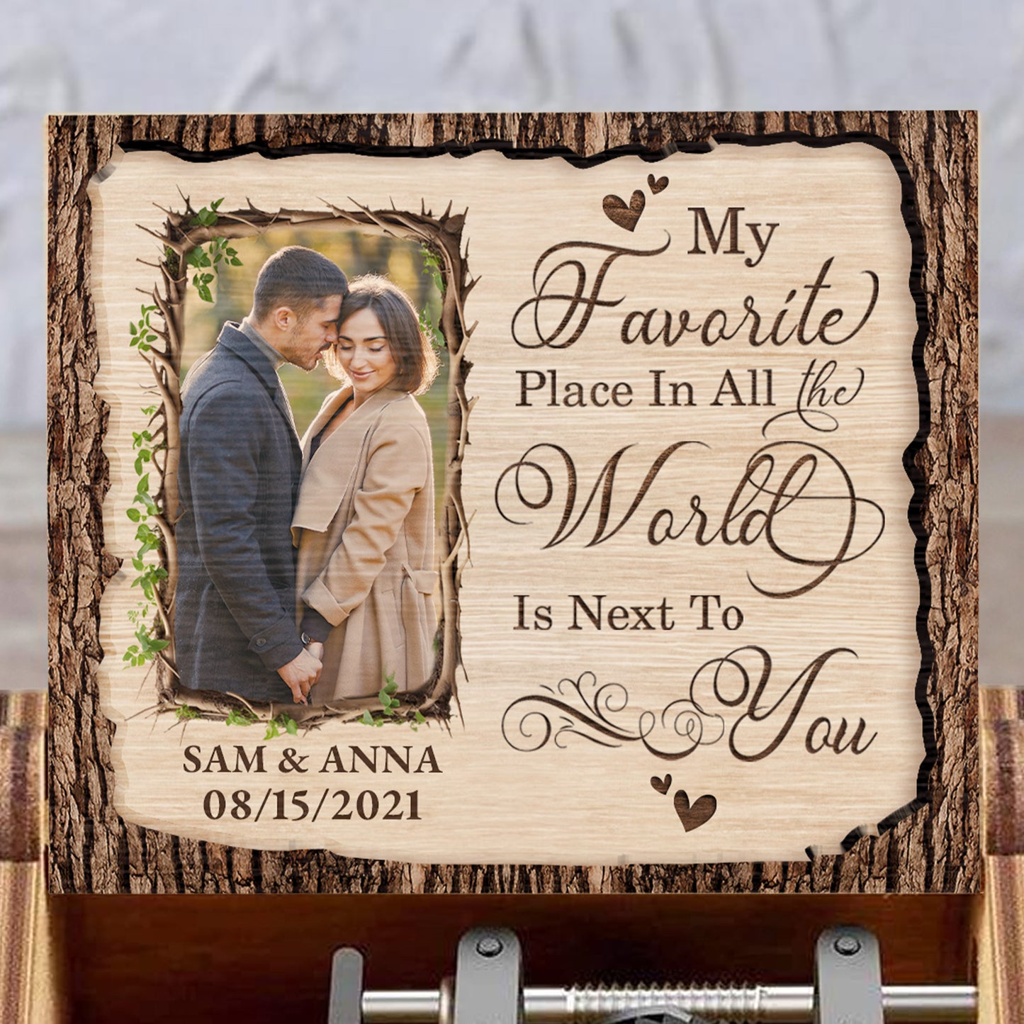 My Favorite Place Is Next To You With Hearts And Vines Design