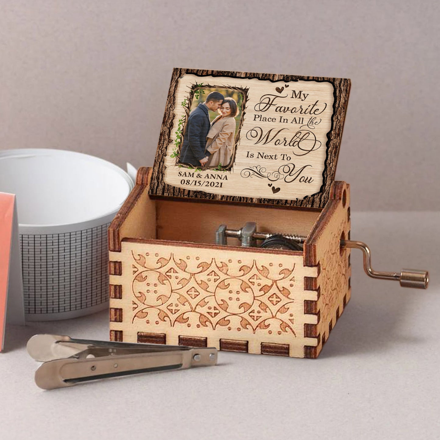 My Favorite Place Is Next To You With Hearts And Vines Design