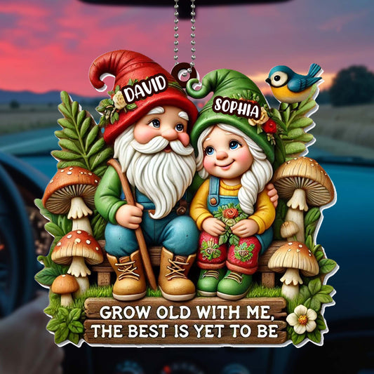 Grow Old With Me Gnome Couple Ornament - Personalized Custom Acrylic Ornament, Car Hanging Ornament - CPL176_ACA