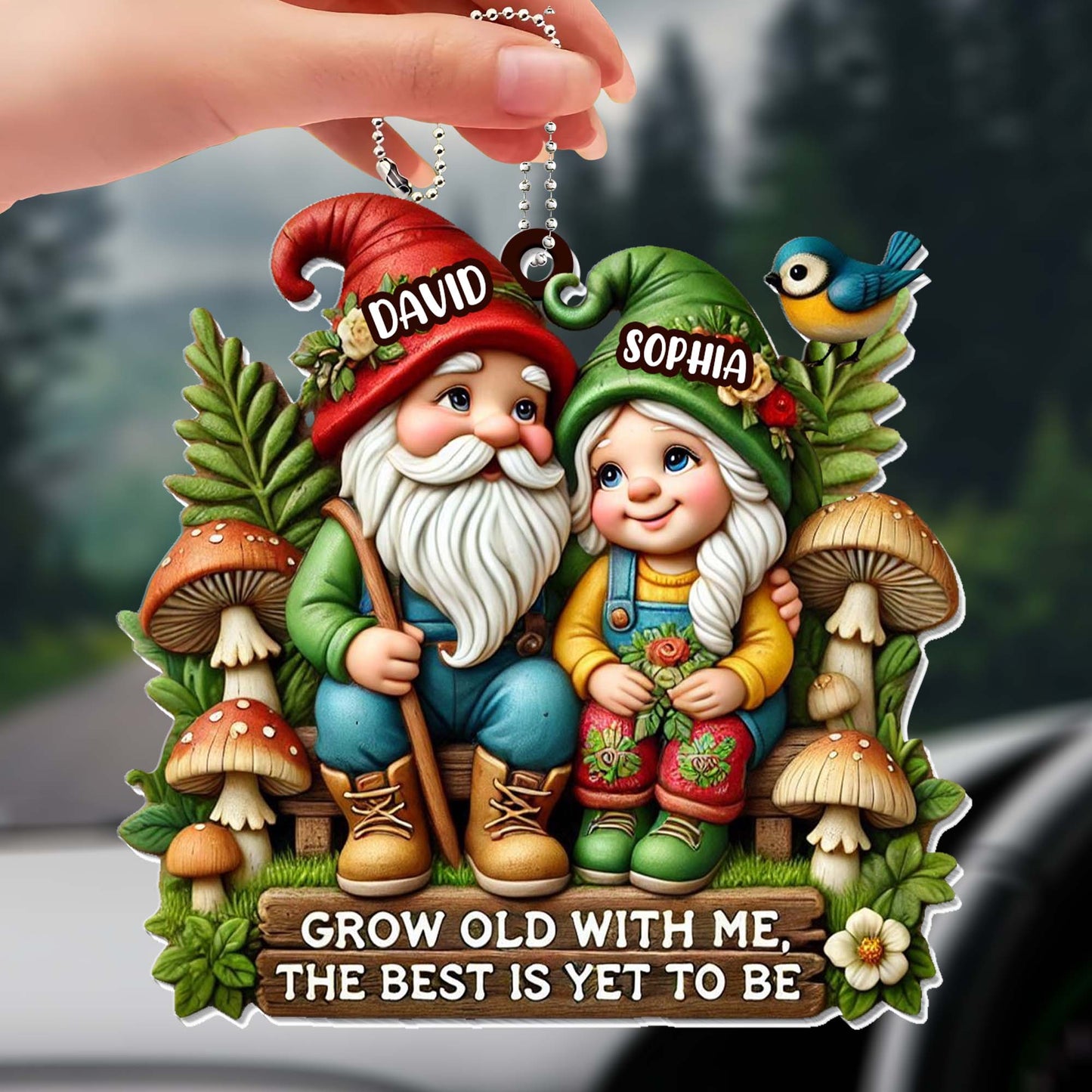 Grow Old With Me Gnome Couple Ornament - Personalized Custom Acrylic Ornament, Car Hanging Ornament - CPL176_ACA
