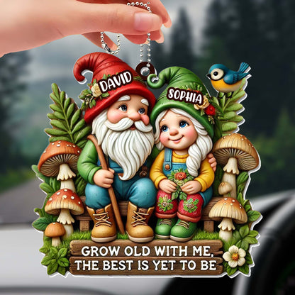Grow Old With Me Gnome Couple Ornament - Personalized Custom Acrylic Ornament, Car Hanging Ornament - CPL176_ACA