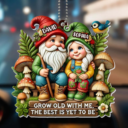 Grow Old With Me Gnome Couple Ornament - Personalized Custom Acrylic Ornament, Car Hanging Ornament - CPL176_ACA