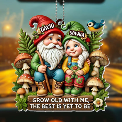 Grow Old With Me Gnome Couple Ornament - Personalized Custom Acrylic Ornament, Car Hanging Ornament - CPL176_ACA