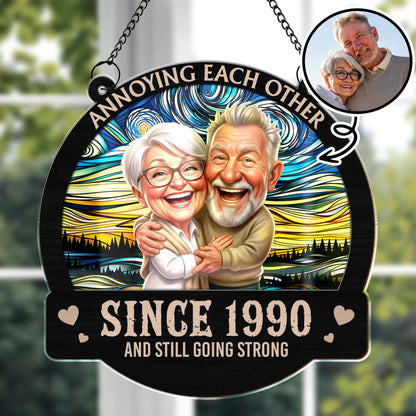 Annoying Each Other And Still Going Strong Caricature Couple - Personalized Custom Suncatcher - CPL1779_CSUN