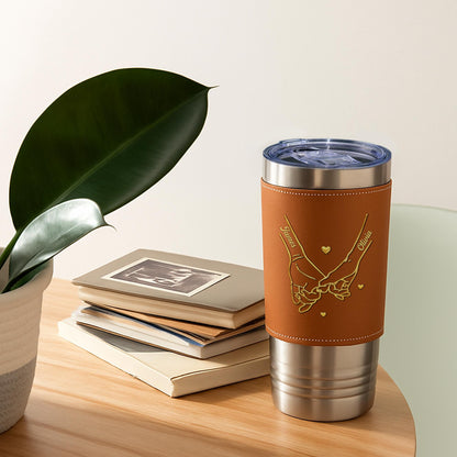 My Husband Never Forget That I Love You Holding Hands Pinky Promise - Personalized Custom Leather Tumbler - CPL1798_LTB