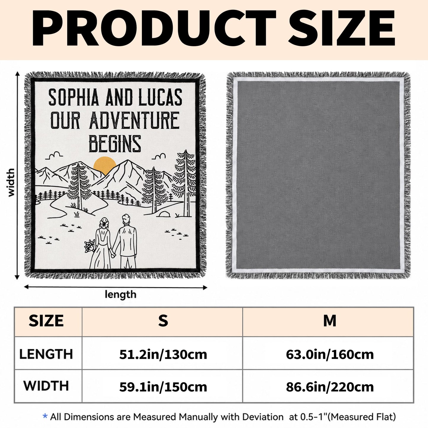 Our Adventure Begins Mountain Landscape Couple - Personalized Woven Blanket - CPL1799_WOBLK
