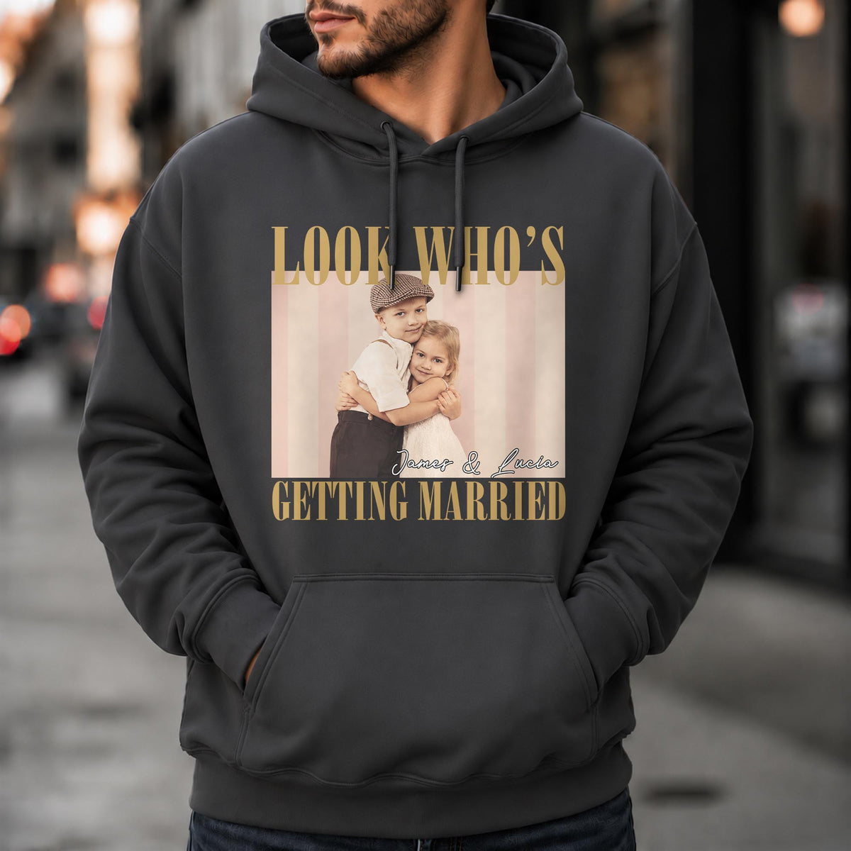Look Who's Getting Married Custom Photo Couple T-shirt - Personalized Custom Unisex T-shirt, Hoodie - CPL1863_BBAS