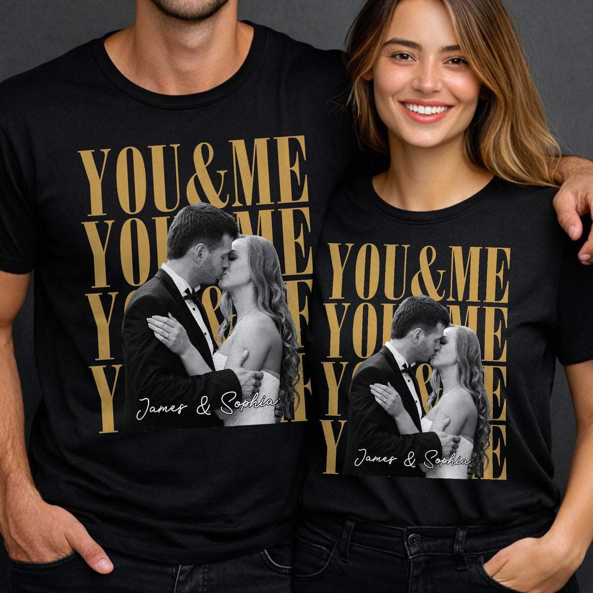 You & Me Personalized Custom Photo Couples T-shirt - Personalized Custom Unisex T-shirt, Hoodie - CPL1873_BBAS