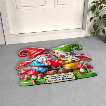Together Since, Gnomes Sharing Heart Doormat