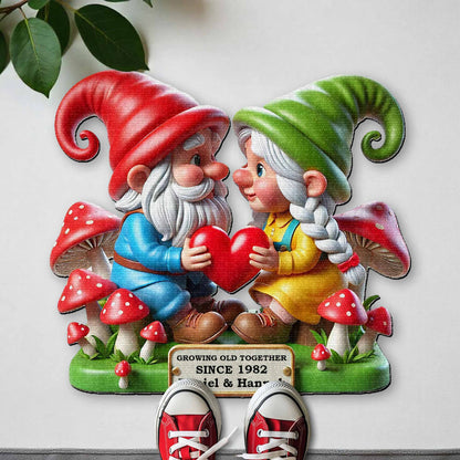 Together Since, Gnomes Sharing Heart Doormat
