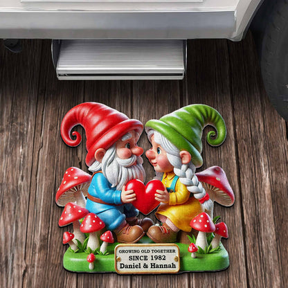 Together Since, Gnomes Sharing Heart Doormat