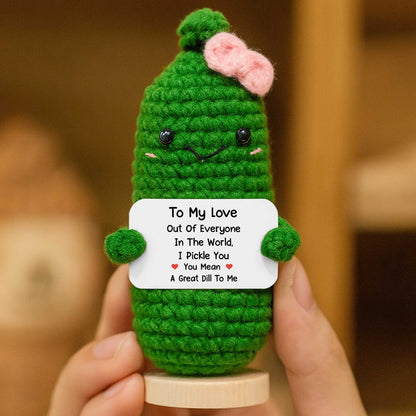 To My Love I Pickle You, Vegetables And Hearts - Crochet Doll With Custom Card - CPL189_CDOLL