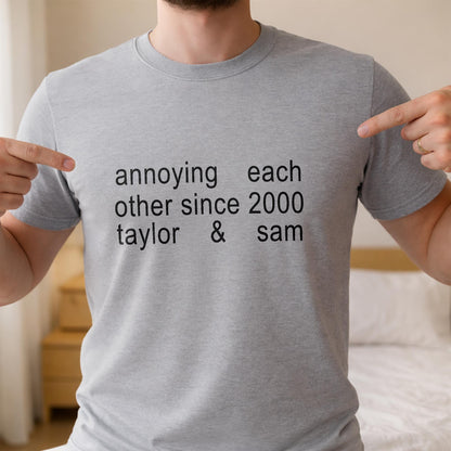 Annoying Each Other Since Personalized Couple T-shirt With Custom Characters - Personalized Custom Unisex T-shirt, Hoodie - CPL1901_WBAS