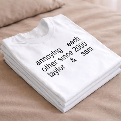 Annoying Each Other Since Personalized Couple T-shirt With Custom Characters - Personalized Custom Unisex T-shirt, Hoodie - CPL1901_WBAS