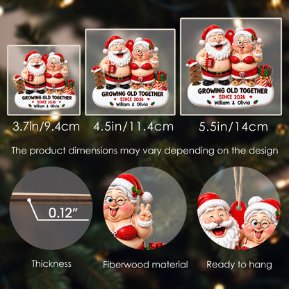 Growing Old Together Since Santa And Mrs Claus With Gifts - Personalized Custom Wood Ornament, Custom Shaped - CPL1907_WDO
