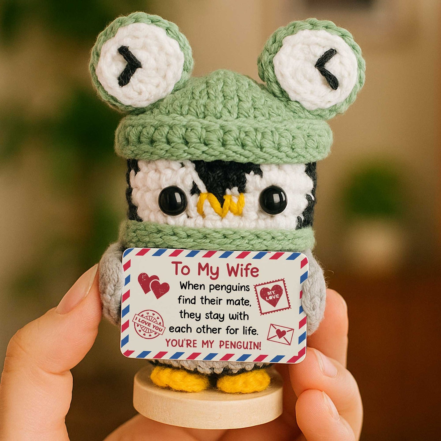 You're My Penguin, Crochet Penguin And Sunflower - Crochet Doll With Custom Card - CPL190_CDOLL