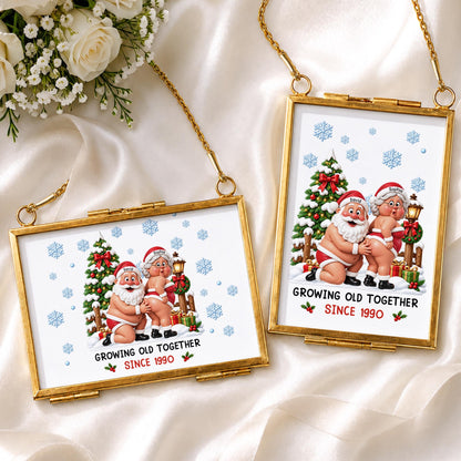 Growing Old Together Since Santa Claus And Mrs Claus Funny Couple - Personalized Metal Frame Ornament - CPL1998_GOFRO
