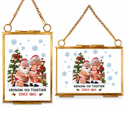 Growing Old Together Since Santa Claus And Mrs Claus Funny Couple - Personalized Metal Frame Ornament - CPL1998_GOFRO