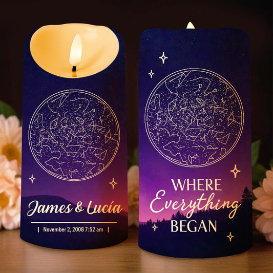 Where Everything Began, Constellation Map Design - Personalized Custom LED Candle - CPL206_LECA