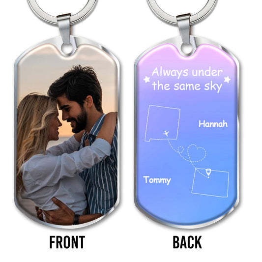 Always Under The Same Sky Connecting States - Personalized Custom Keychain - CPL207_KCH