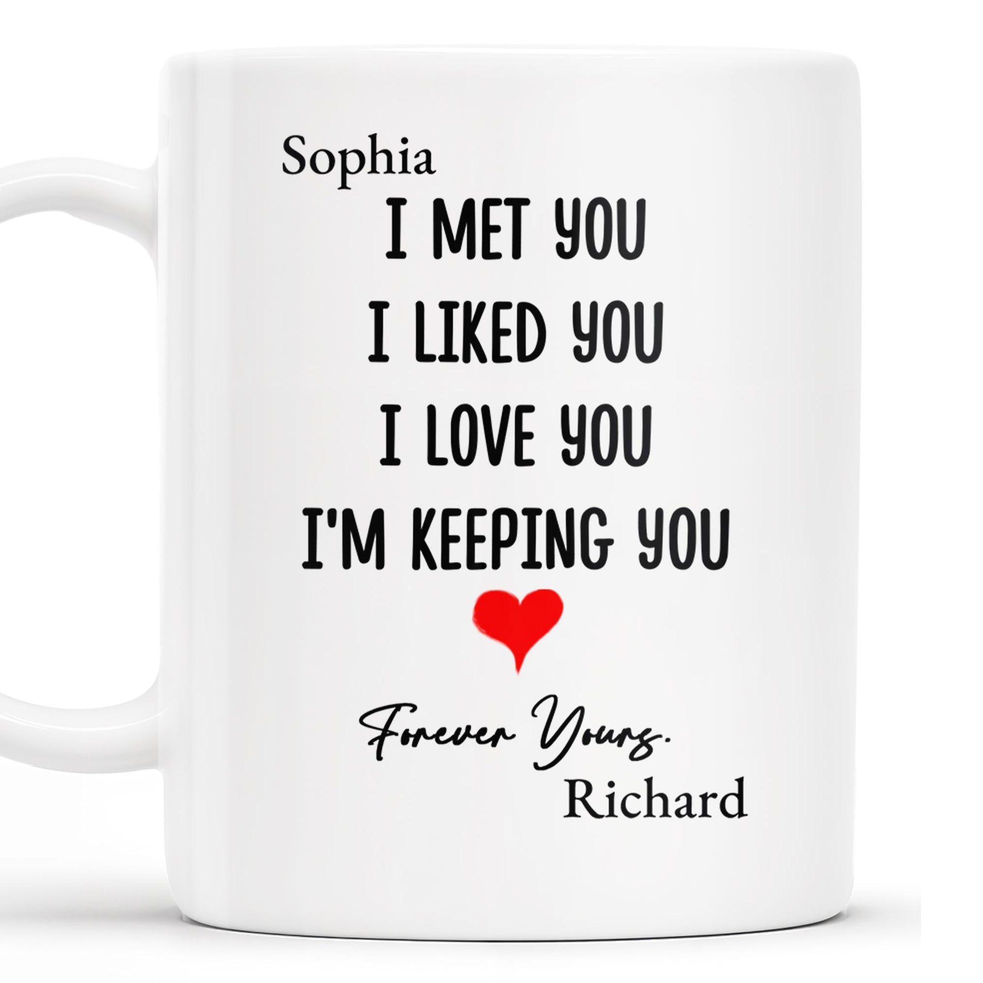 I Met You I Love You Forever Yours Coffee Mug With Heart