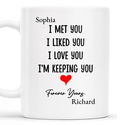 I Met You I Love You Forever Yours Coffee Mug With Heart