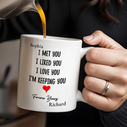 I Met You I Love You Forever Yours Coffee Mug With Heart