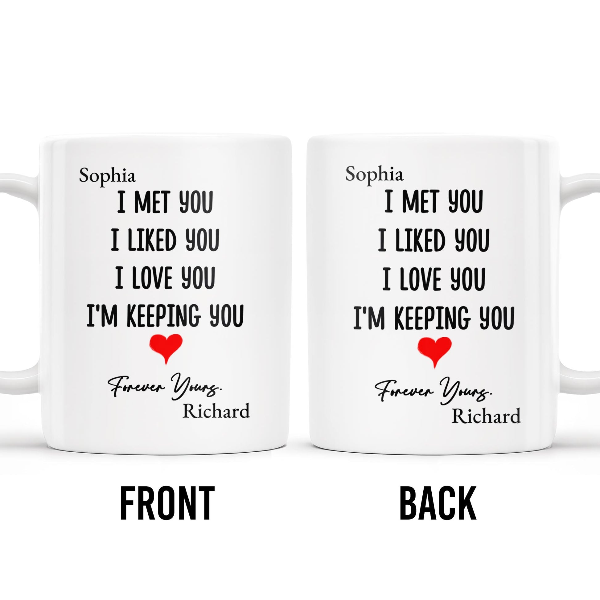 I Met You I Love You Forever Yours Coffee Mug With Heart