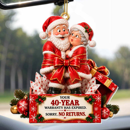 Our Years Warranty Has Expired Santa Couple Gift Box - Personalized Custom Acrylic Ornament, Christmas Gift - CPL2167_ACO