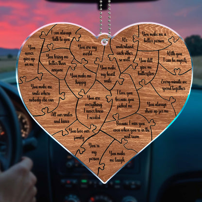 Heart Puzzle Custom Acrylic Ornament For Couples