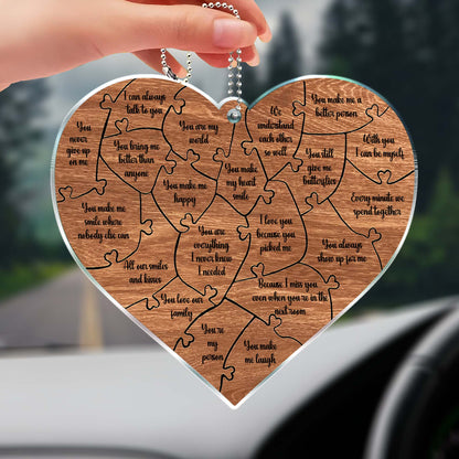 Heart Puzzle Custom Acrylic Ornament For Couples