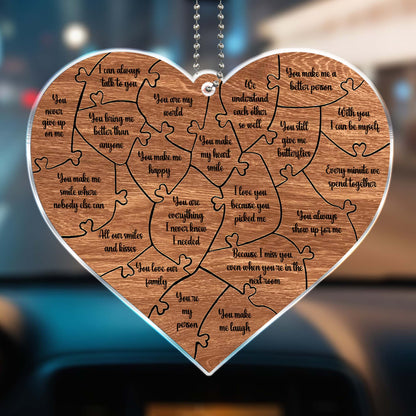 Heart Puzzle Custom Acrylic Ornament For Couples
