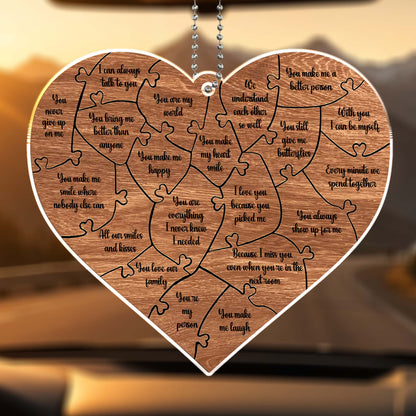 Heart Puzzle Custom Acrylic Ornament For Couples