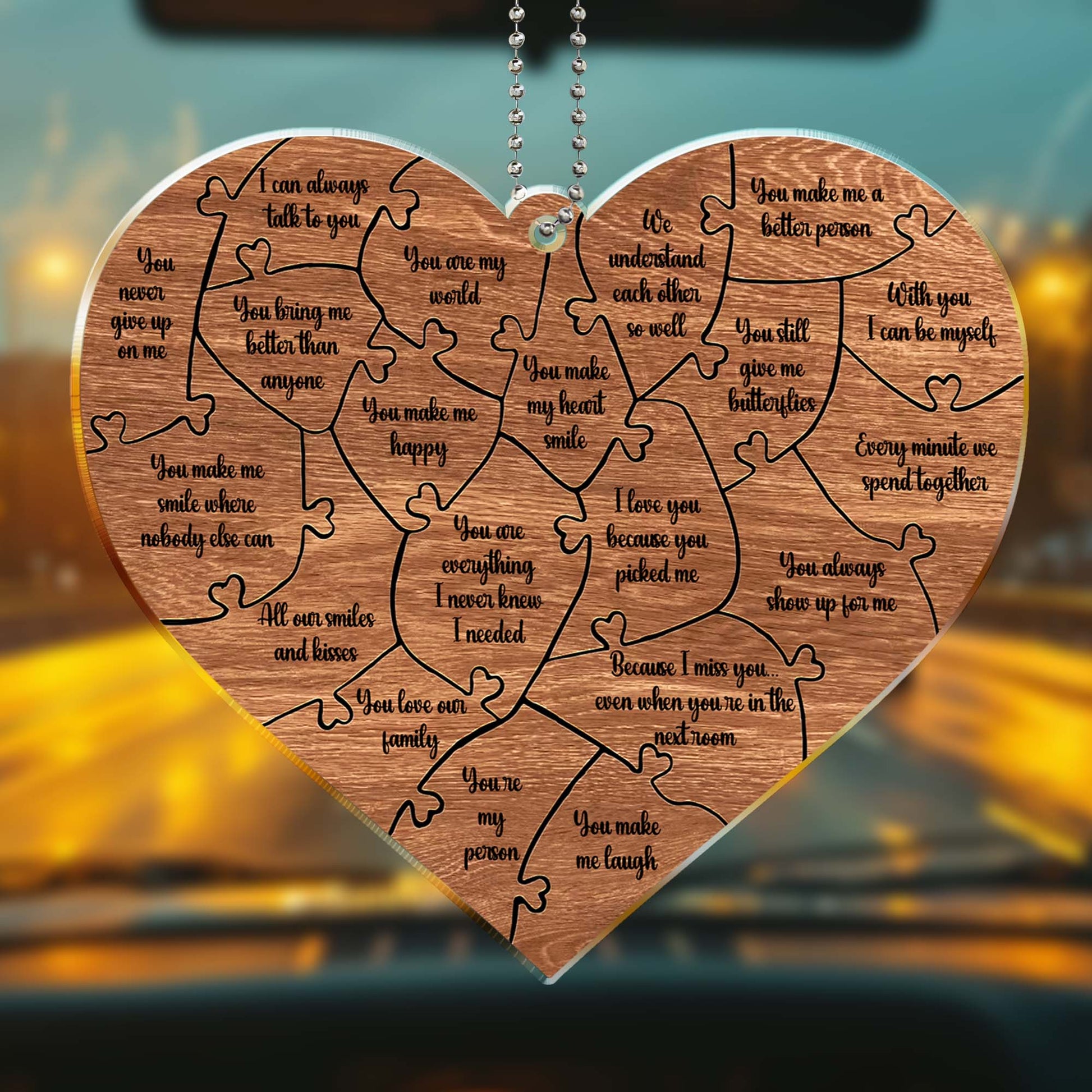 Heart Puzzle Custom Acrylic Ornament For Couples