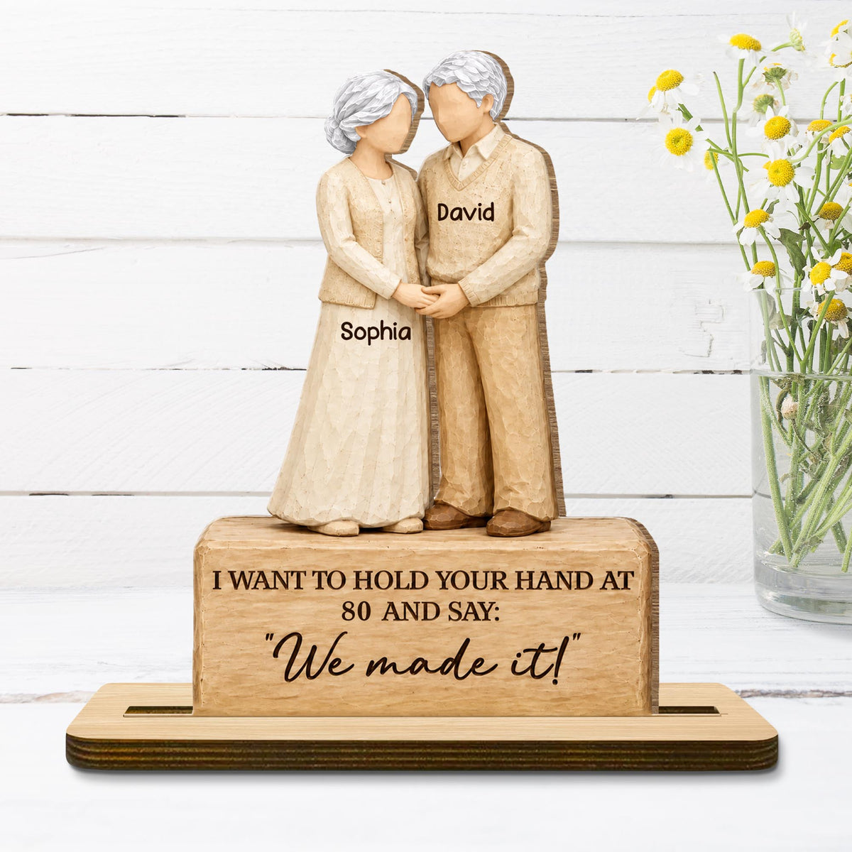 I Want To Hold Your Hand, We Made It, Holding Hands Couple - Personalized Custom 2-Layer Wood Plaque With Flat Base - CPL2247_WPLA