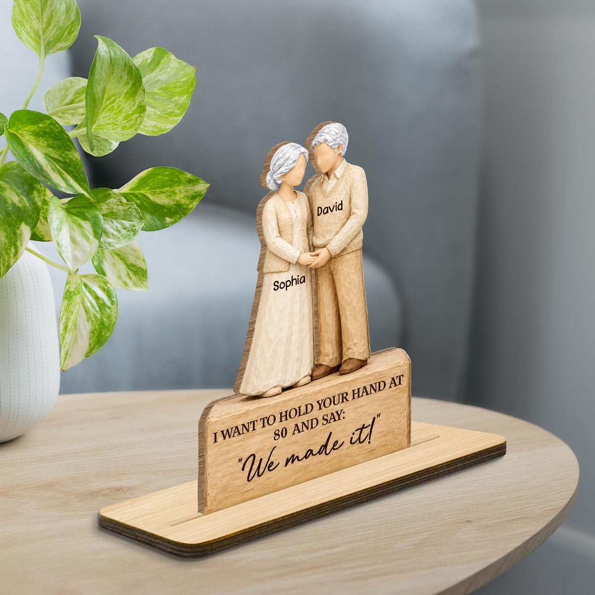 I Want To Hold Your Hand, We Made It, Holding Hands Couple - Personalized Custom 2-Layer Wood Plaque With Flat Base - CPL2247_WPLA