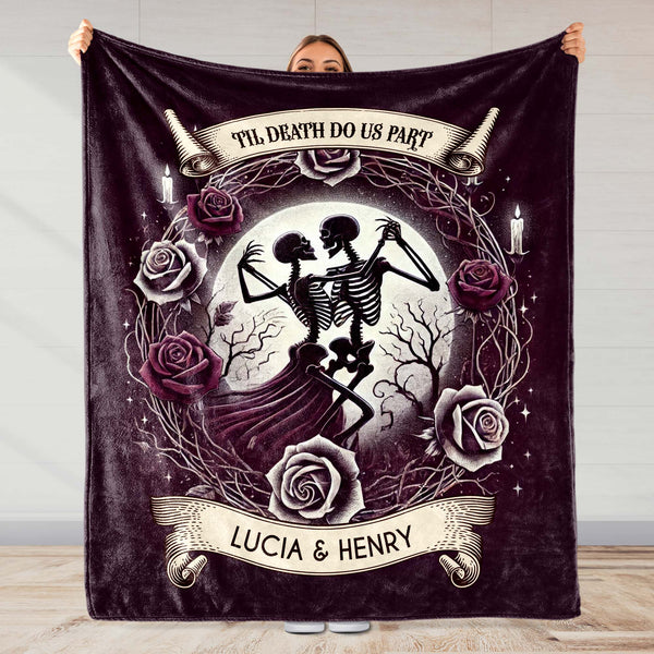 'Til Death Do Us Part' Skeletons And Roses Blanket