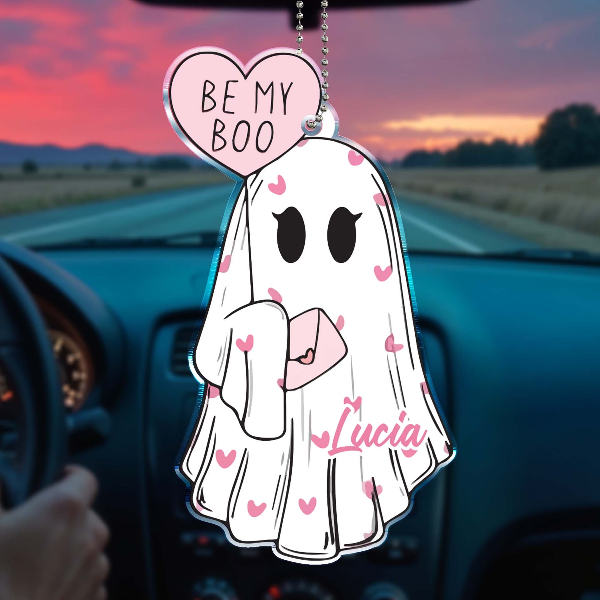 Be My Boo Ghost With Hearts Personalized Ornament