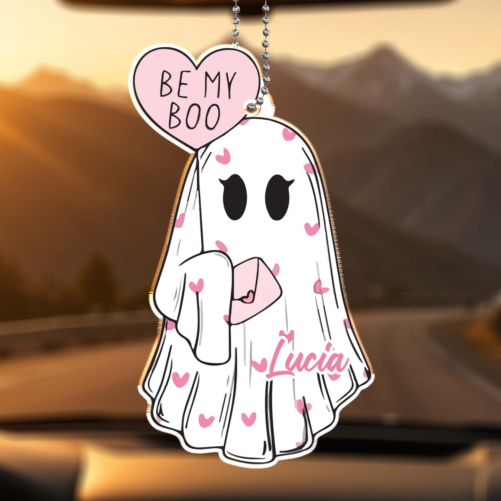 Be My Boo Ghost With Hearts Personalized Ornament