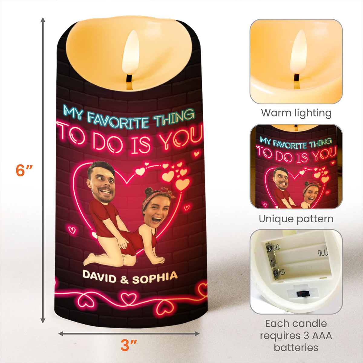 My Favorite Thing To Do Is You With Neon Hearts and Couple Portrait