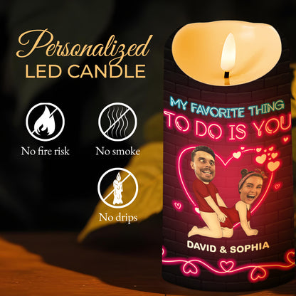 My Favorite Thing To Do Is You With Neon Hearts and Couple Portrait