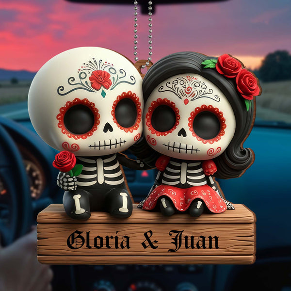 Forever United in Love and Tradition Calaveras Ornament - Personalized Custom Wood Ornament, Car Hanging Ornament - CPL308_WCA