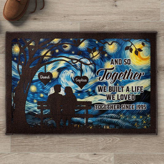 Together We Built A Love Night Sky Bench Couple - Personalized Custom Doormat - CPL312_DRM